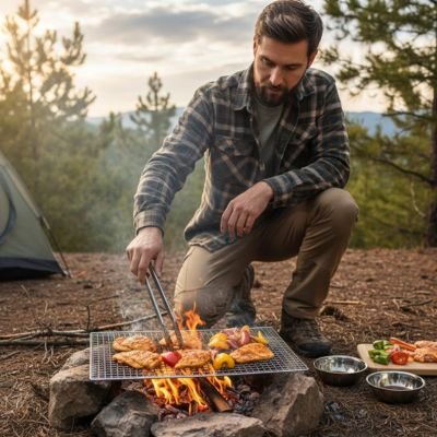 Grille de cuisson pour barbecue extérieur et camping