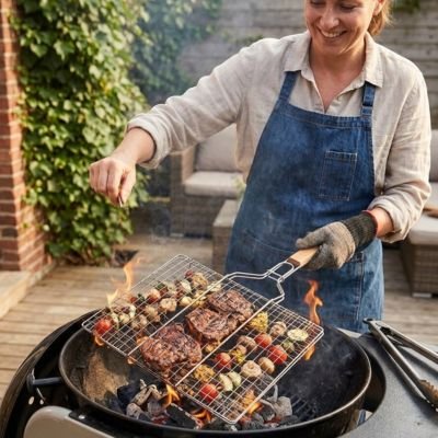 Grille pour barbecue durable pour cuisson homogène des aliments au barbecue