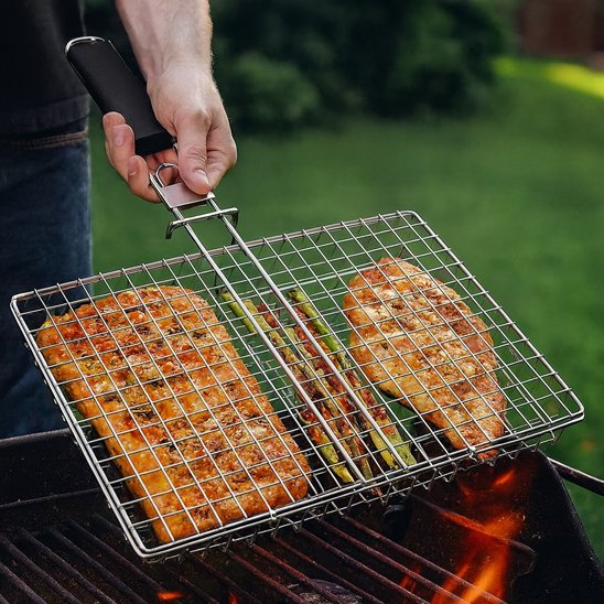 Grille pour barbecue grille de cuisson camping compacte en acier inoxydable