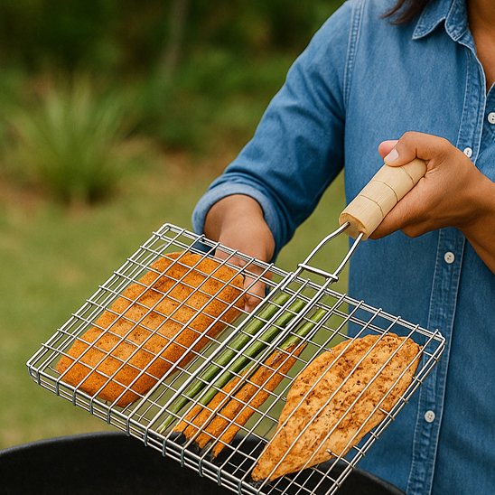 Grille pour barbecue pliante portable inox