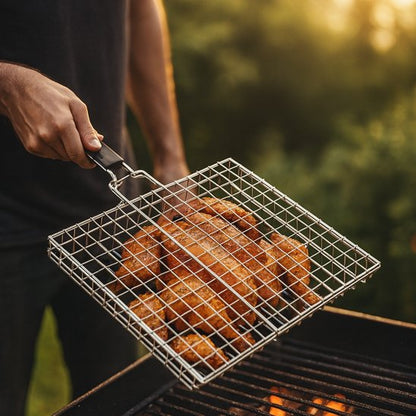 Grille pour barbecue portable pliante en inox
