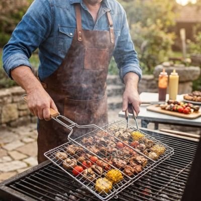 Grille pour barbecue robuste pour cuisson des viandes et légumes au grill