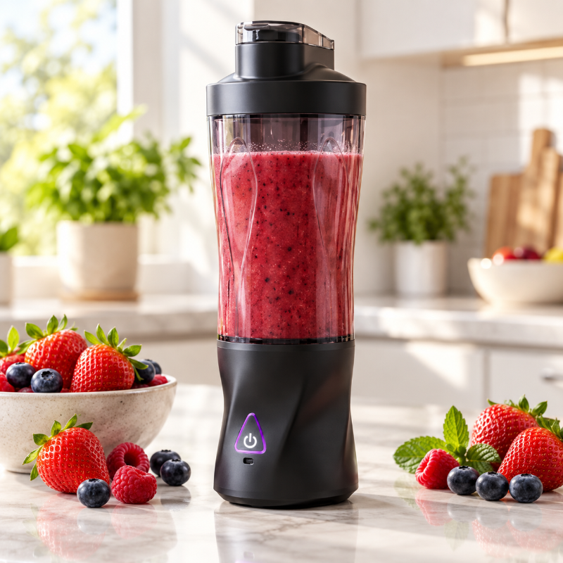 mini mixeur portable smoothie fruits rouges format compact