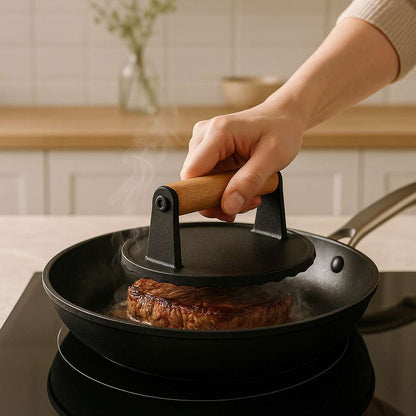 moule a steak hache rond en fonte de qualite