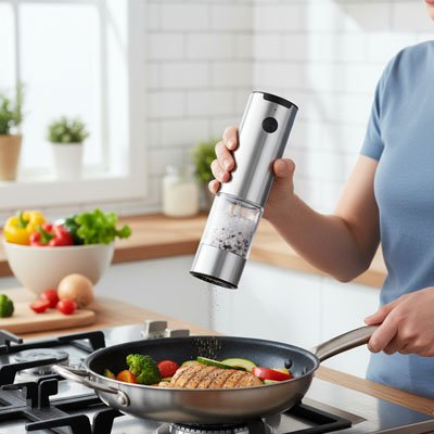 Moulin à poivre électrique​ poivre et sel fraîchement moulus en un clic