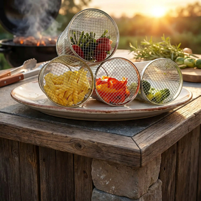 panier grille barbecue roulant grillade legumes