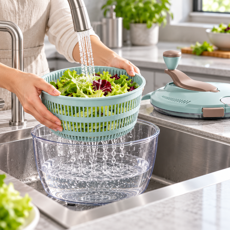 Essoreuse à salade manuelle 4 L pour préparer des salades généreuses