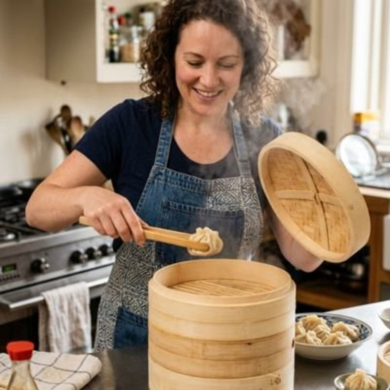 Panier vapeur bambou empilables pour une cuisson vapeur pratique