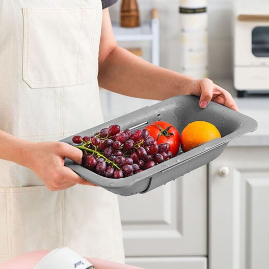 passoire cuisine extensible pratique pour égoutter pâtes et laver légumes sans effort