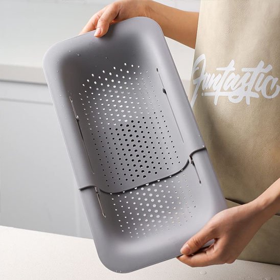 passoire évier coulissante pour drainage rapide des aliments et ustensiles