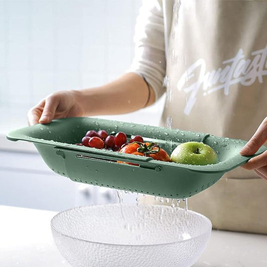 passoire extensible évier multifonction pour laver légumes et égoutter pâtes facilement
