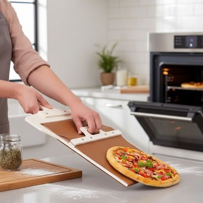 Pelle a pizza antiadhésive pour glisser facilement la pâte sans coller ni casser la forme
