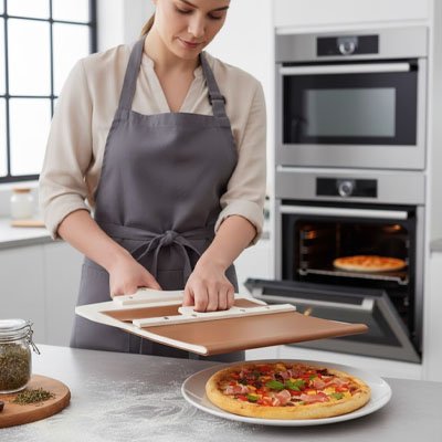 Pelle a pizza coulissante pour four facilitant la cuisson et le transfert sans coller