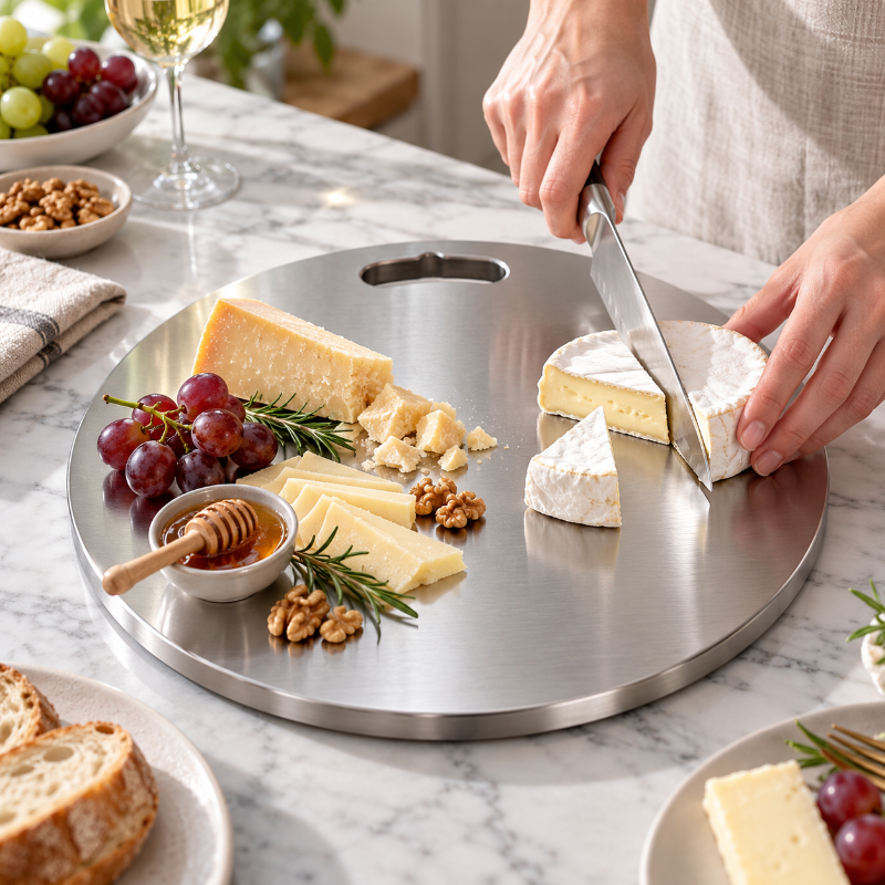 planche a decouper inox pour fromage et presentation