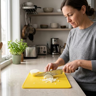 Planche a decouper jaune robuste