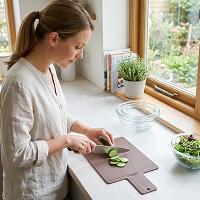Planche a decouper marron ergonomique