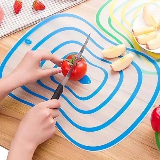 planche a decouper transparente pliable bleue