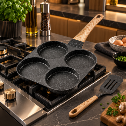 poêle crêpes induction noire 4 compartiments avec spatule assortie
