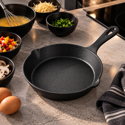 poêle en fonte noire pour saisir et cuisiner au quotidien