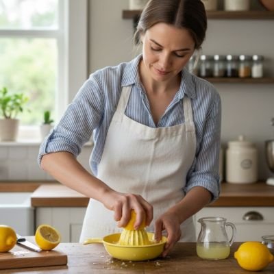 Presse agrume en utilisation par une femme 