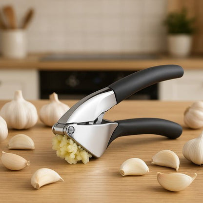 Presse ail inox de qualité poignée en silicone de qualité