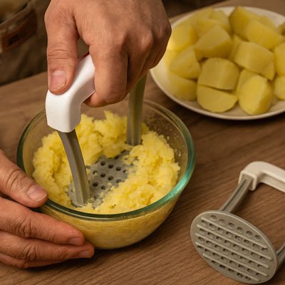 presse purée manche blanche horizontale