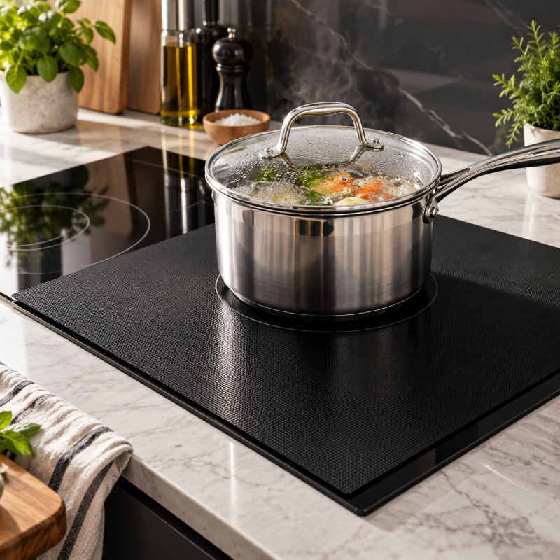 Casserole fumante sur plaque à induction