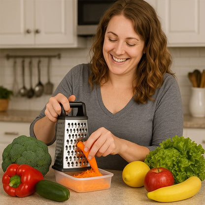 Râpe à carottes une femme qui râpe ses légumes