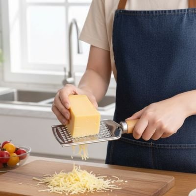 Râpe à fromage- une femme qui rappe du fromage