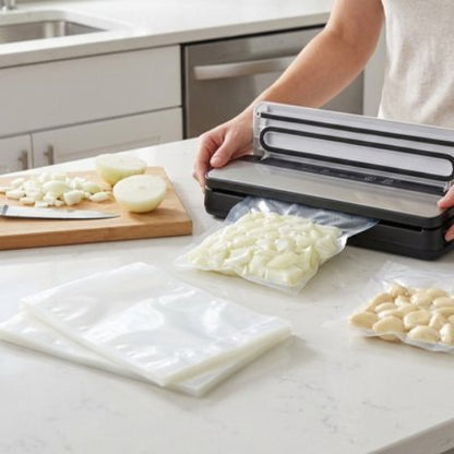 Sac alimentaire sous vide pour rangement compact