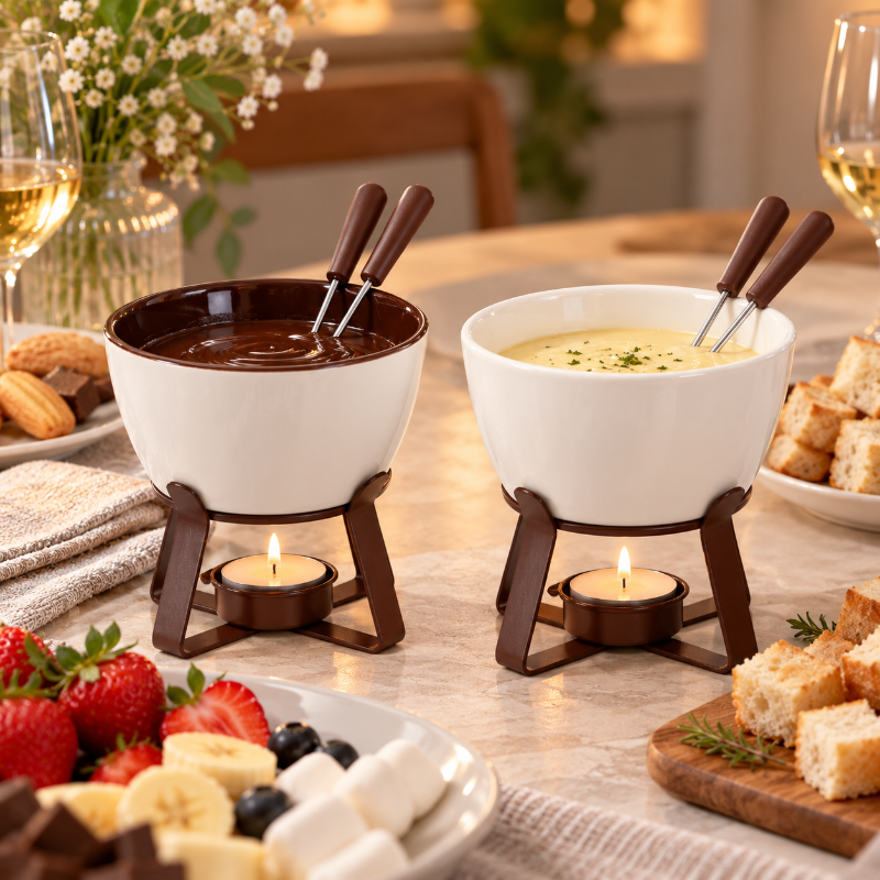 service a fondue ceramique fraise pains mashmallow