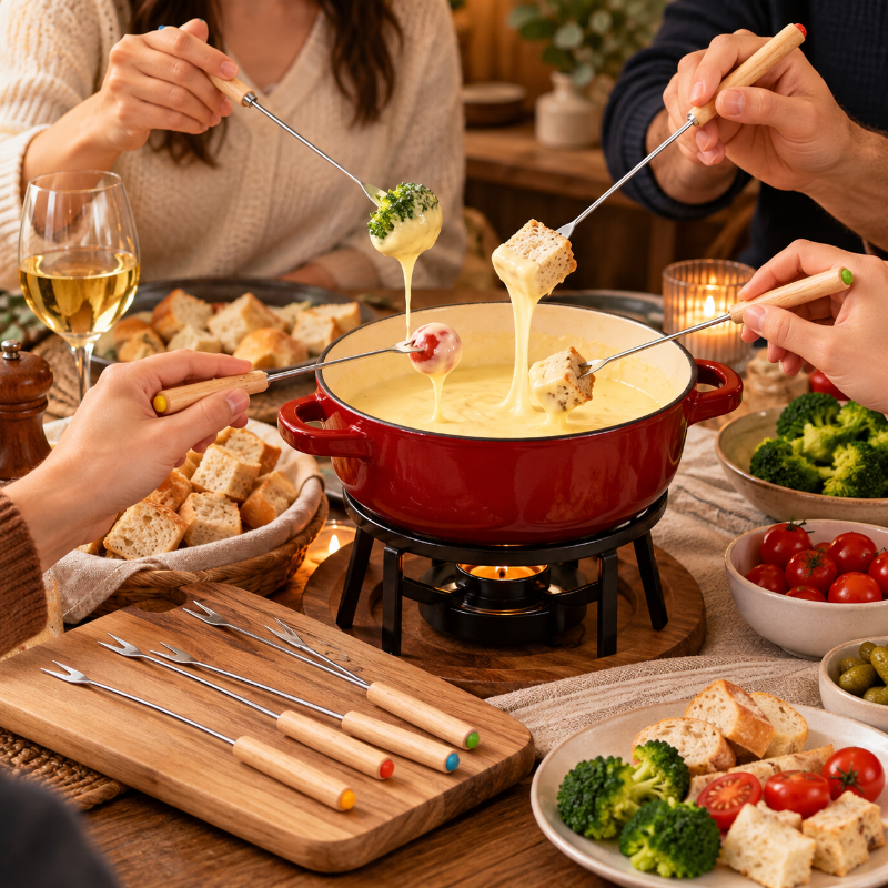 set fourchettes a fondue repas convivial