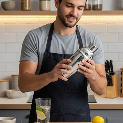 Shaker cocktail inox ergonomique