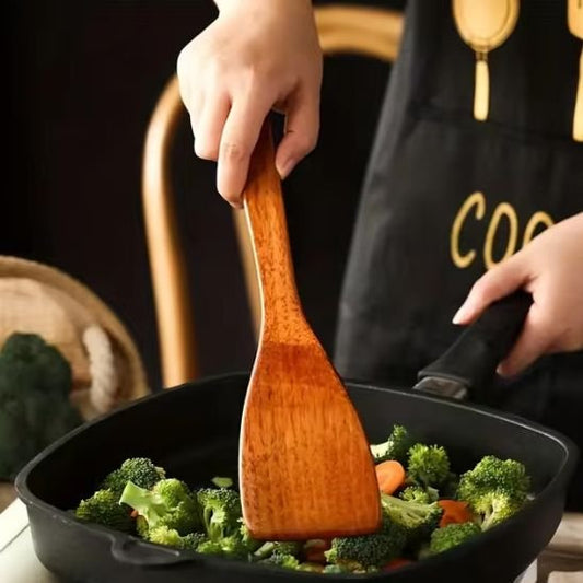 Spatule en bois solide pour mélanger, retourner et servir facilement