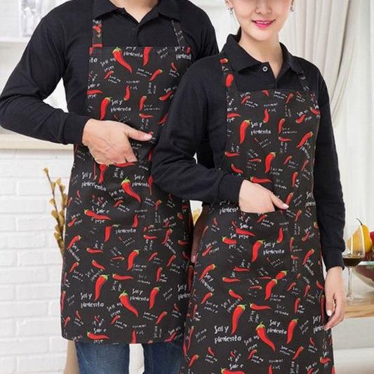 Tablier de cuisine moderne à col halter avec 2 poches pratiques