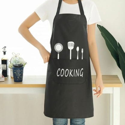 tablier de cuisine noir avec motif ustensiles
