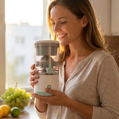 Ustensile de cuisine pratique : presse agrume electrique avec bol transparent