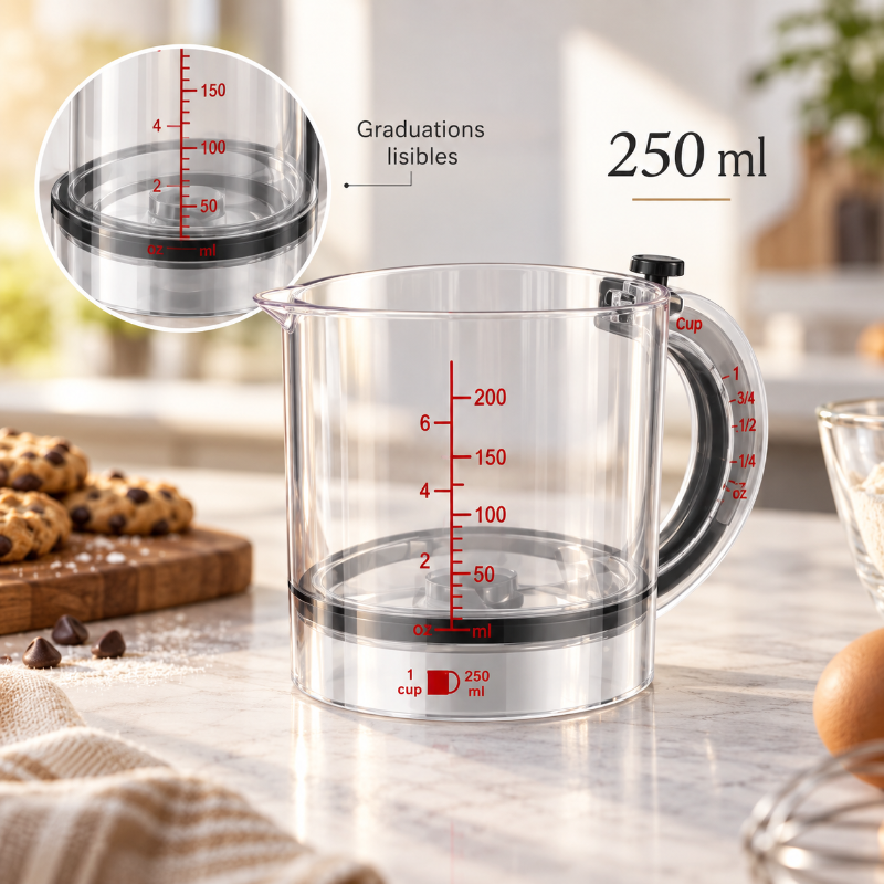 verre doseur 250 ml graduations visibles
