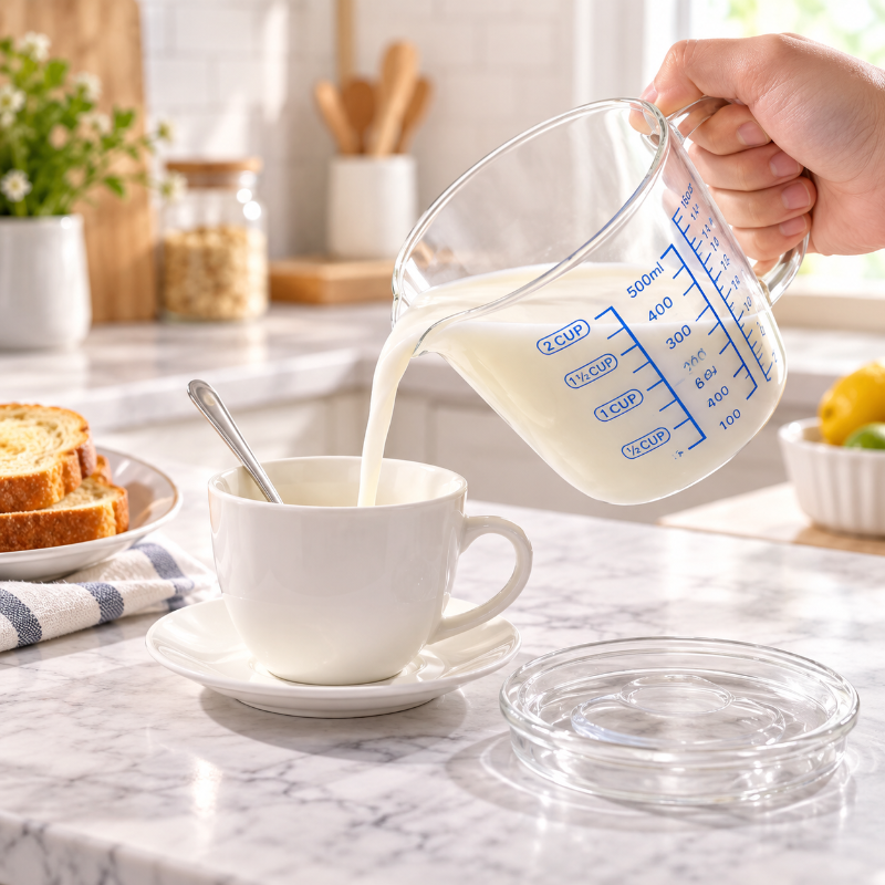 Versement de lait au petit-déjeuner