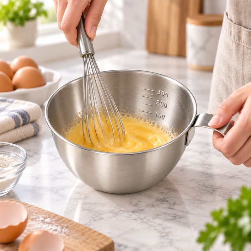 verre doseur inox 304 pour fouetter des oeufs