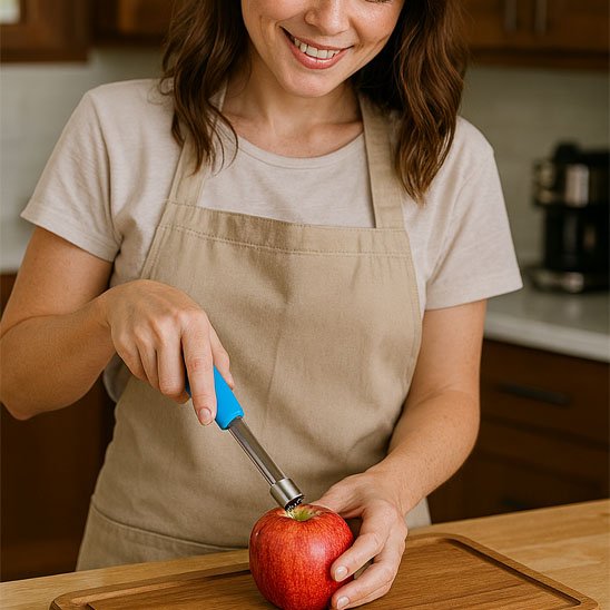 Vide pomme en utilisation par une femme