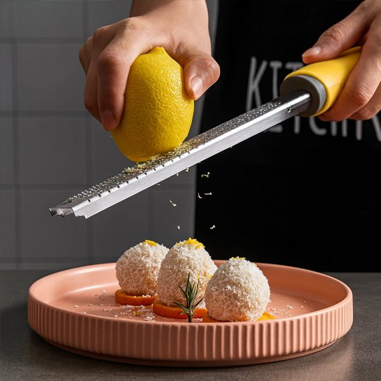 Zesteur une femme utilisant un zesteur de citron